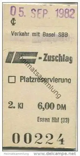 Deutschland - EC IC Zuschlag - Essen - Basel SBB 1982