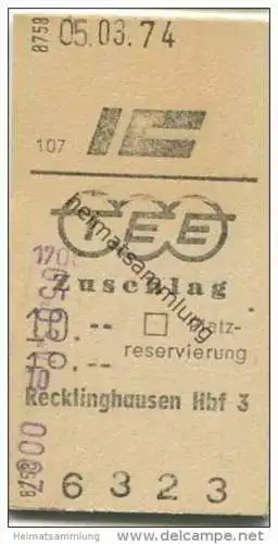 Deutschland - IC TEE Zuschlag - Recklinghausen 1974