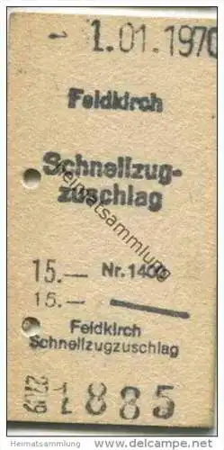 Österreich - Schnellzugzuschlag - Feldkirch 1970
