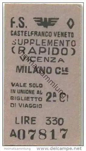 Italien - F.S. Supplemento Rapido - Lire 330 - 1960