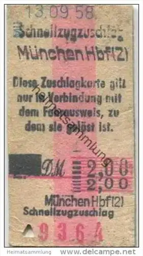 Deutschland - Schnellzugzuschlag - München 1958