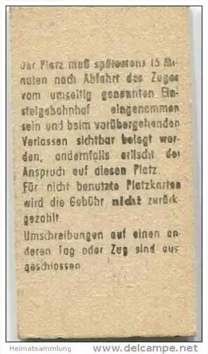 Deutschland - Platzkarte - Hamburg - Bentheim 1967 - Zug 196