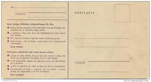 Deutschland - Platzkarte DB von München nach Bern 1972 - 1. Klasse - Raucher - Fensterplatz