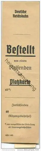 Deutschland - Reservierungsstreifen - Platzkarte - Deutsche Reichsbahn 1939