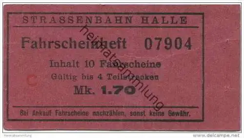 Deutschland - Halle - Strassenbahn Halle - Fahrscheinheft leer - Deckblatt