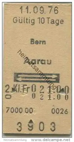 Schweiz - SBB - Bern - Aarau und zurück - Fahrkarte 1976