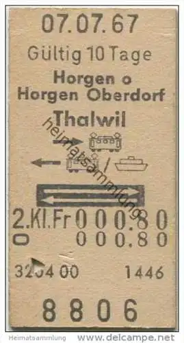 Schweiz - SBB - Horgen oder Horgen Oberdorf - Thalwil und zurück - Fahrkarte 1967