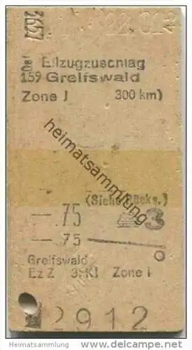 Deutschland - Eilzugzuschlag - Greifswald Zone I - Fahrkarte 1945