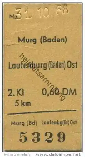 Deutschland - Murg (Baden) - Laufenburg (Baden) Ost - Fahrkarte 1968