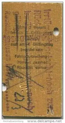 Deutschland - Rückfahrkarte Personenzug - Hamburg - Duisburg Hbf. über 2023 - rückseitig Stempel: ""Irrtümlich gelocht n