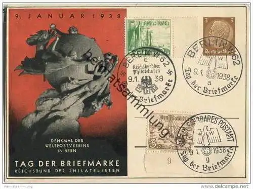 Postkarte - Privatganzsache - Tag der Briefmarke 1938 - Sonderstempel