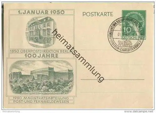 Postkarte Berlin - 100 Jahre Oberpostdirektion - Für Berliner Währungsgeschädigte - Sonderstempel