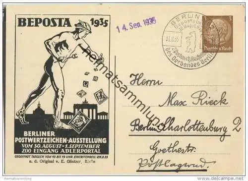 Postkarte - Privatganzsache Beposta 1935 - Berliner Postwertzeichen-Ausstellung - Sonderstempel