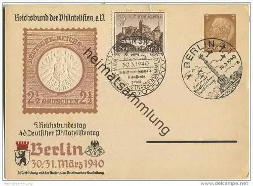 Postkarte - Privatganzsache 5. Reichsbundestag - 46. Deutscher Philatelistentag Berlin 1940 - Sonderstempel