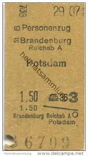 Deutschland - Personenzug - Brandenburg Reichsb A - Potsdam 3. Klasse 1944