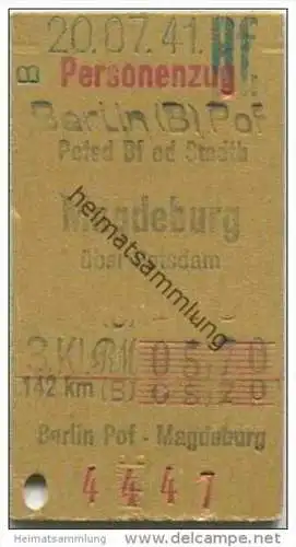 Deutschland - Personenzug - Berlin Magdeburg über Potsdam 3. Klasse 1941