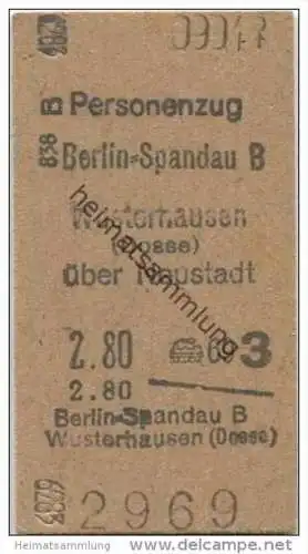 Deutschland - Personenzug - Berlin Spandau Wusterhausen (Dosse) über Neustadt 3. Klasse 1948 (E52967y)