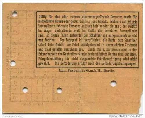 Deutschland - Berlin - BVG - Sammelkarte 1932 - Gültig für 5 Fahrten auf der Strassenbahn oder U-Bahn ohne Um- oder Uebe