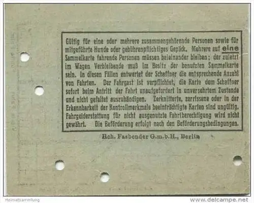 Deutschland - Berlin - BVG - Sammelkarte 1933 - Gültig für 5 Fahrten auf der Strassenbahn oder U-Bahn ohne Umsteigeberec