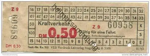 Deutschland - Magdeburg - Kraftverkehr - Fahrschein DM 0,50