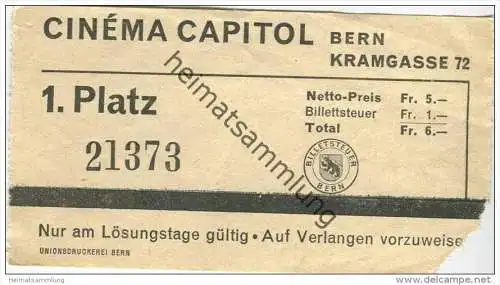 Schweiz - Bern - Cinema Capitol Kramgasse 72 - Kinokarte