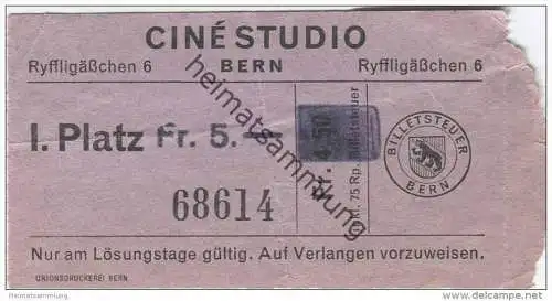 Schweiz - Bern - Ciné Studio Ryffligässchen 6 - Kinokarte