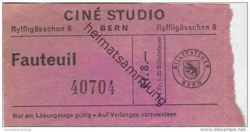 Schweiz - Bern - Ciné Studio Ryffligässchen 6 - Kinokarte