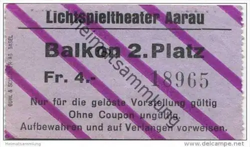 Schweiz - Aarau - Lichtspieltheater - Kinokarte