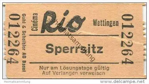 Schweiz - Wettingen - Cinema Rio - Kinokarte