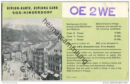 QSL - QTH - Funkkarte - OE2WE - Österreich - Salzburg - Diplomkarte SOS-Kinderdorf - 1964