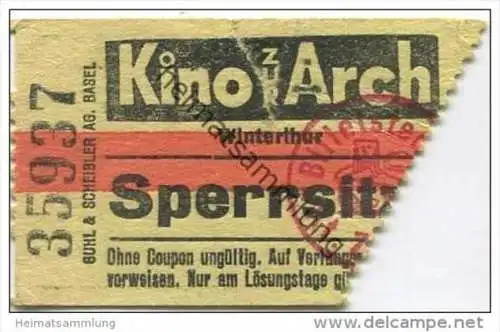 Schweiz - Winterthur - Kino zur Arch - Kinokarte 1965