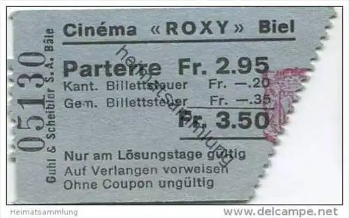 Schweiz - Biel - Cinema Roxy - Kinokarte