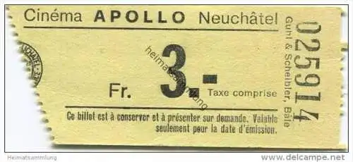 Schweiz - Neuchatel - Cinema Apollo - Kinokarte