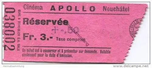 Schweiz - Neuchatel - Cinema Apollo - Kinokarte