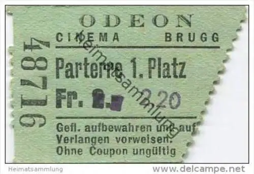 Schweiz - Brugg - Cinema Odeon - Kinokarte