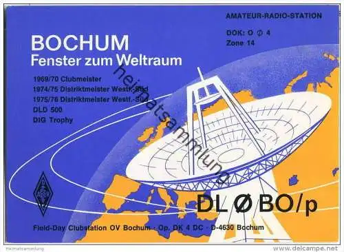 QSL - QTH - Funkkarte - DL0BO/p - Bochum - 1975