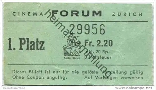 Schweiz - Kinokarte - Zürich - Cinema Forum - Kinokarte