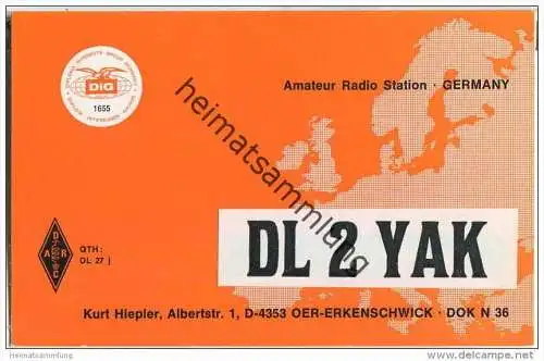 QSL - QTH - Funkkarte - DL2YAK - Oer-Erkenschwick - 1979