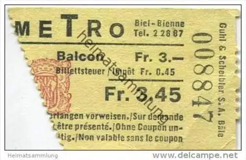 Schweiz - Kinokarte - Biel - Metro - Kinokarte