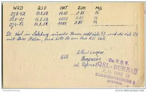 QSL - QTH - Funkkarte - SP9-698 - Polska - Chropaczow - 1959