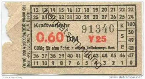 Deutschland - Berlin - DDR Kraftverkehr - Fahrschein 0.60DM