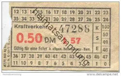 Deutschland - Berlin - DDR Kraftverkehr - Fahrschein 0.50DM