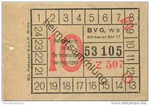 Deutschland - Berlin - BVG - Fahrschein 1941