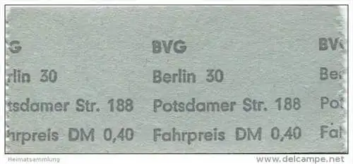 Deutschland - Berlin - BVG U-Bahn - U-Bahn Fahrschein - Tempelhof DM 0,40