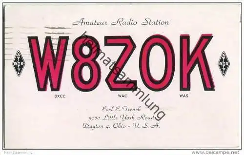 QSL - QTH - Funkkarte - W8ZOK - USA - Ohio - Dayton - 1958