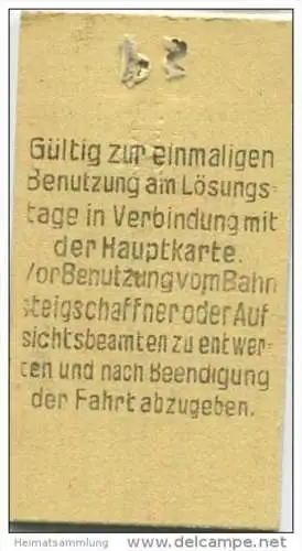 Deutschland - Berlin - Papestrasse 1934 20Rpf. - Zusatzkarte für den Stadt- Ring und Vorortverkehr - Gültig zum Über