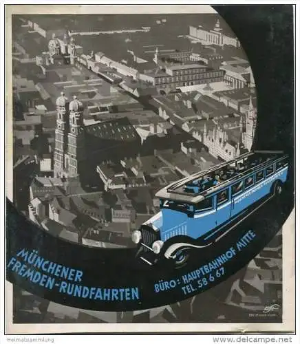 München - Münchener Fremden-Rundfahrten 30er Jahre - 18 Seiten mit 12 Abbildungen - Stadtplan