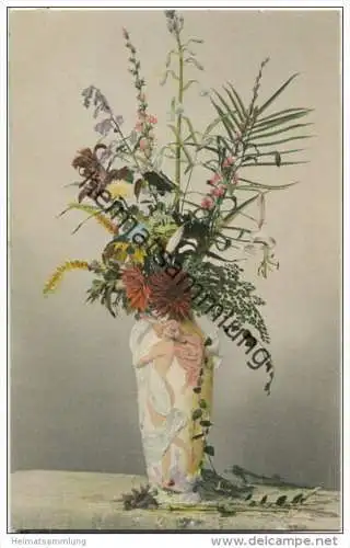 Blumenvase - (halb-) nackte Frau - Jugendstil