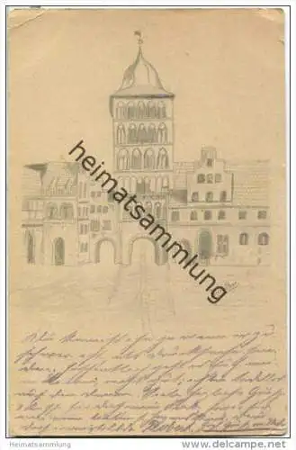 Lübeck - Burgtor - handgezeichnet - Feldpost