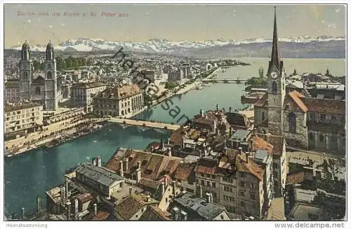 Zürich und die Alpen von St. Peter aus